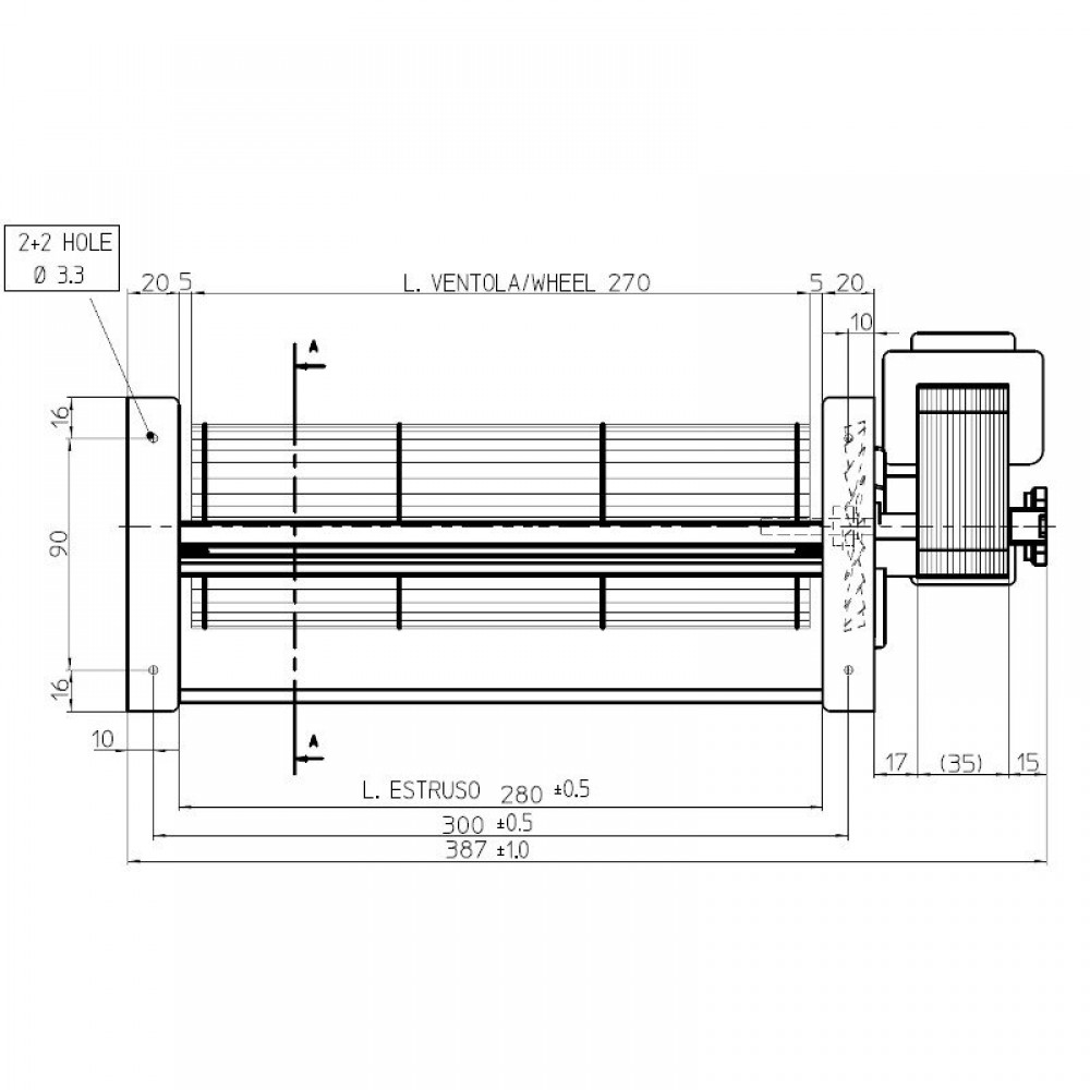 Tangencijalni ventilator za peći na pelet Sideros i drugi, Ø80 mm, protok 305 m³/h | Ventilatori za peć na pelet | Rezervni dijelovi za peći na pelet |