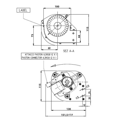 Tangencijalni ventilator za peći na pelet Eva Calor, Prisma i drugi, Ø80 mm, Protok 175/195 m³/h - Ventilatori za peć na pelet
