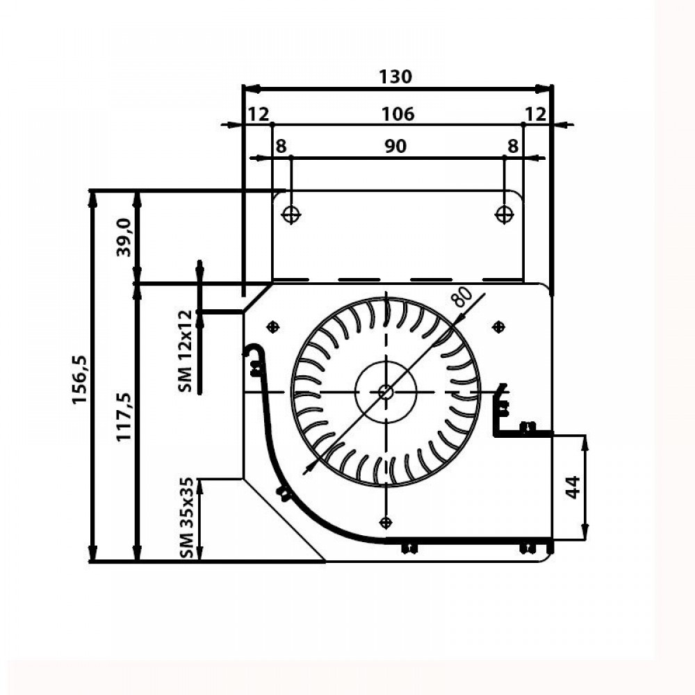 Tangencijalni ventilator Fergas za peći na pelete Edilkamin i druge sa Ø80 mm, Protok 410 m³/h | Ventilatori i puhala | Dijelovi za peći na pelete |
