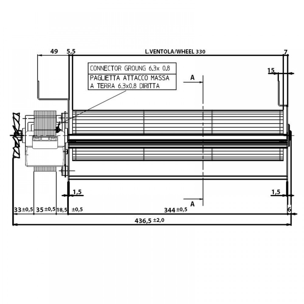 Tangencijalni ventilator Fergas za peći na pelete Edilkamin i druge sa Ø80 mm, Protok 410 m³/h | Ventilatori i puhala | Dijelovi za peći na pelete |