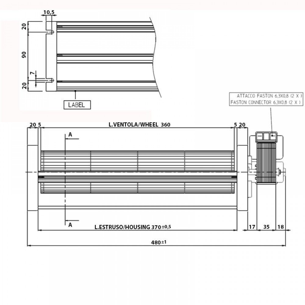 Tangencijalni ventilator za peći na pelete Eva Calor, Prisma i drugi, Ø80 mm, protok 251-302 m³/h | Ventilatori za peć na pelet | Rezervni dijelovi za peći na pelet |