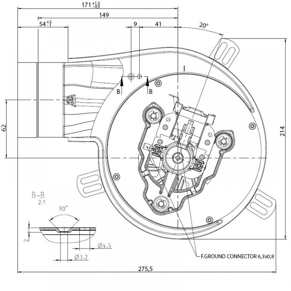 Odimljač EBM za peći na pelete Elite, Equation, Ferroli, Karmek One i druge, Maksimalni protok zraka 165 m³/h | Ventilatori i puhala | Dijelovi za peći na pelete |