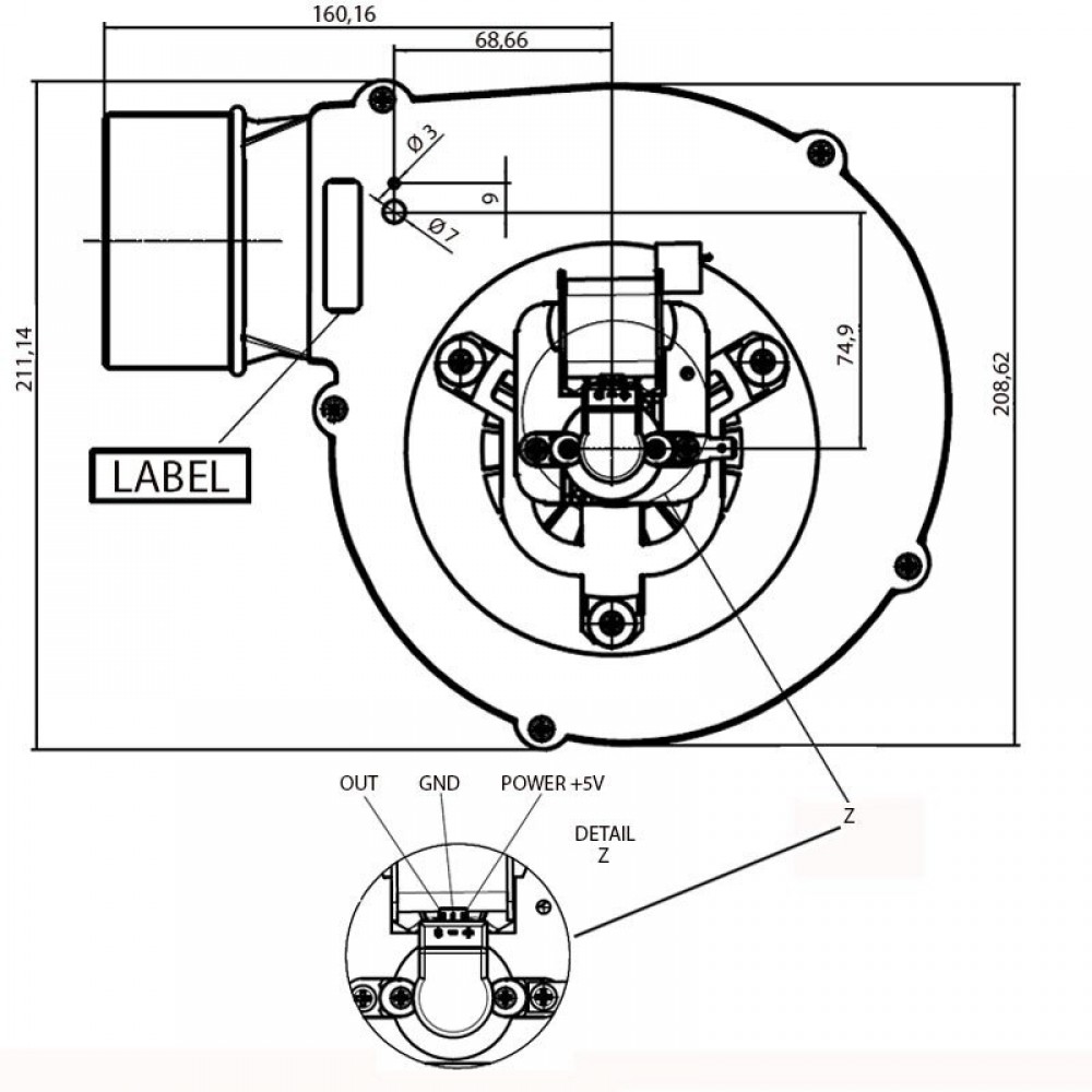 Odimljavač Fergas za peći na pelet Edilkamin, Cadel, Ravelli i drugi, Maksimalni protok zraka 117 m³/h | Ventilatori za peć na pelet | Rezervni dijelovi za peći na pelet |